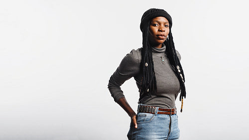 African woman with long dreadlocks