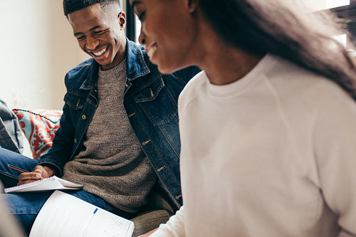 Students working on college assignment