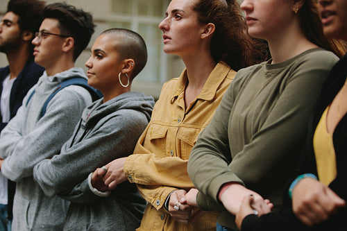 Group of activists protesting silently