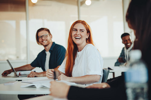 Students chatting between the lectures
