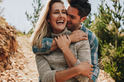 Couple in love outdoors