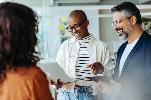Business people discussing projects and cooperating with each other in a meeting