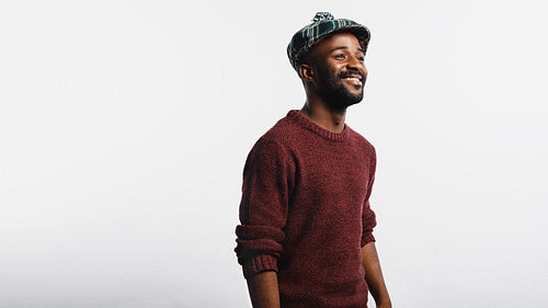 Portrait of male in scottish tartan cap