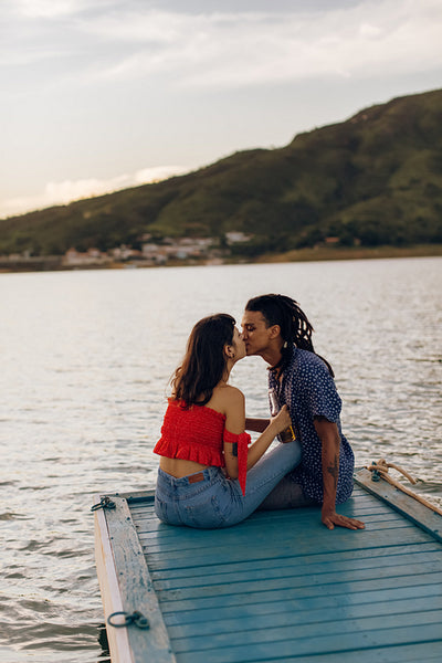 Affectionate lovers kissing passionately