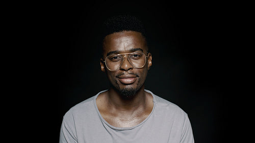 Laughing african man in eyeglasses