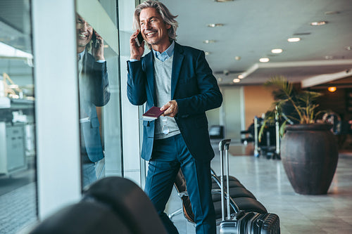 Businessman at airport waiting lounge
