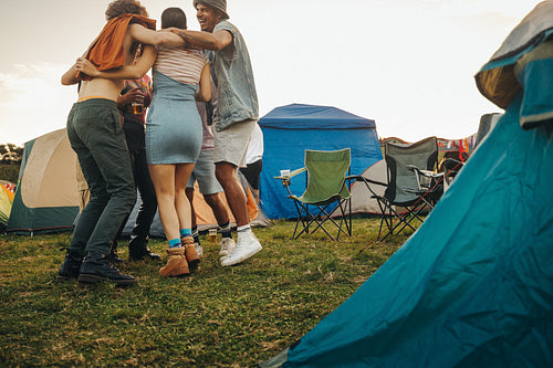 Real festival vibes: Friends having fun together during summer