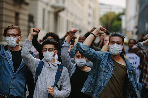 People marching together in a protest