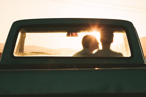 Couple enjoying on a road trip