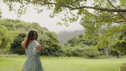 Beautiful woman at park having a great time