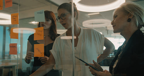 Business team brainstorming over position