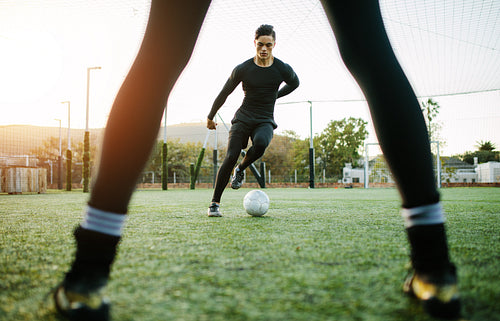 Soccer players during practice