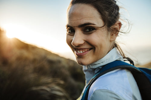 Smiling female hiker