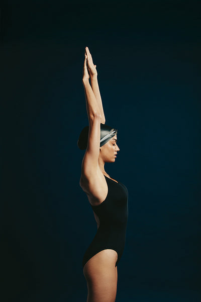 Swimmer preparing for a swimming competition