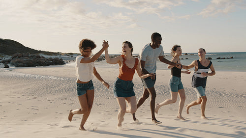 Friends enjoying on the beach vacation