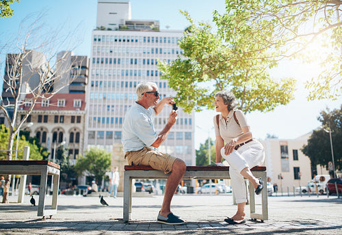Mature couple having fun on their holiday