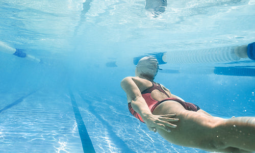 Female swimmer training in the pool