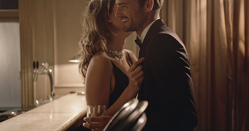 Beautiful couple enjoying dancing at a party