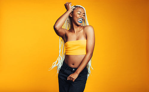 African american woman having fun