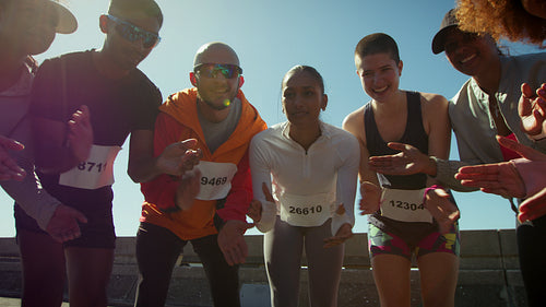 Runners celebrating after race