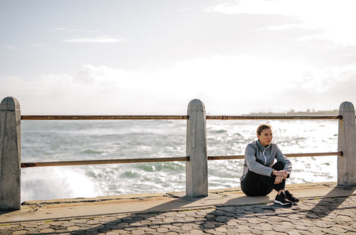 Woman having a break after workout