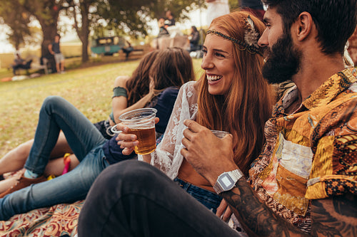 Couple enjoying at the summer festival