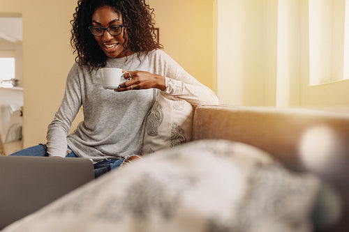 Businesswoman working from home