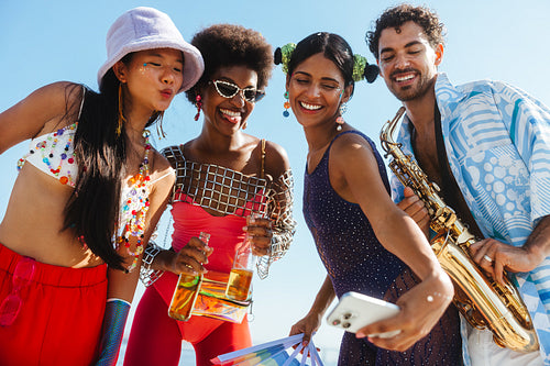 Group of friends at a brazilian carnaval festival