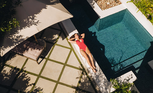 Relaxing by the poolside