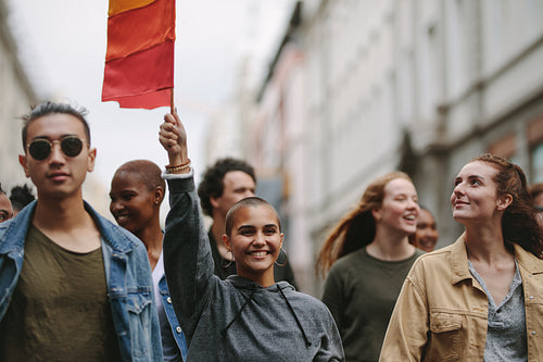 Marchers at the gay pride parade in the city
