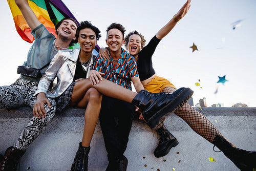 Members of the LGBTQ+ community celebrating gay pride