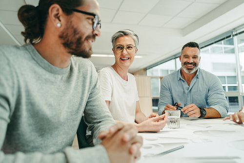 Cheerful architects working together in a modern office
