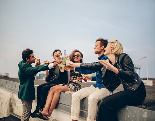 Best friends on a rooftop party