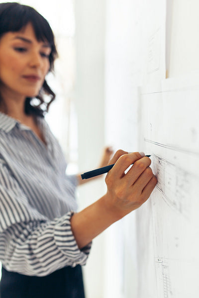 Architect making structural plans on charts