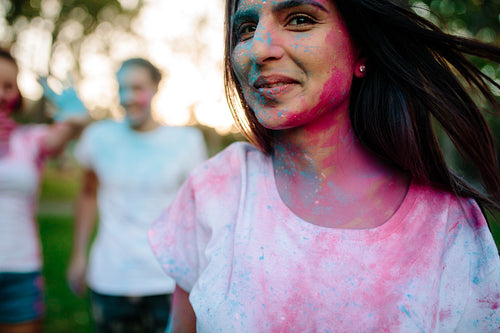 Woman celebrating holi
