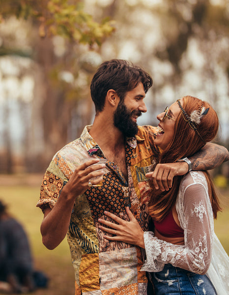 Couple dancing at music festival
