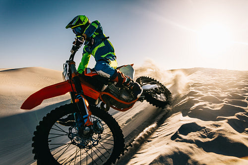 Dirt biking in desert