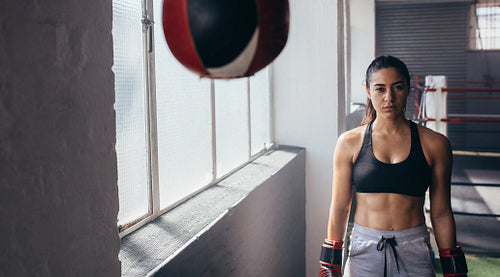Female boxer at the boxing studio