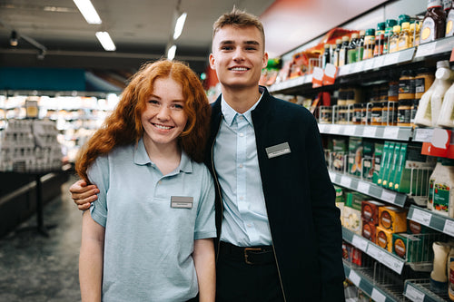 Trainee employees of supermarket
