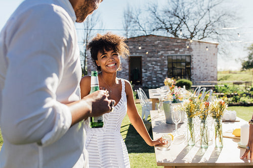 African woman having party with a friend