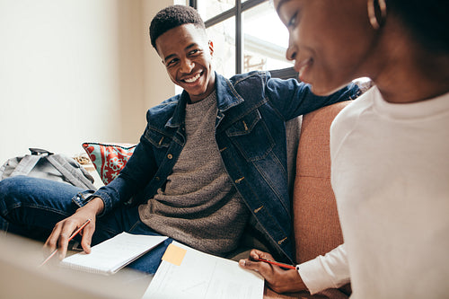 College students studying together in campus