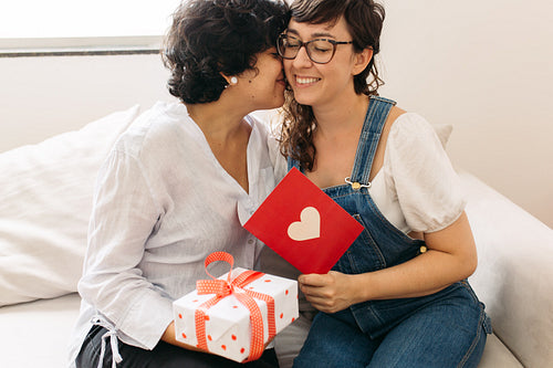 Female couple on Valentine's day