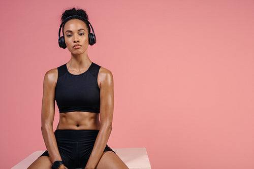 Woman relaxing after fitness training session