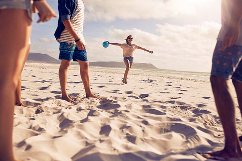 Group of friends enjoying holiday on the beach