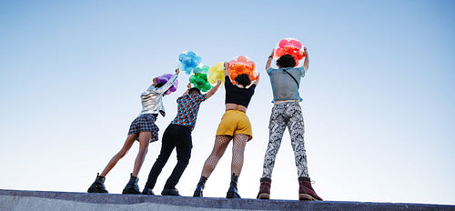 Raising pride balloons