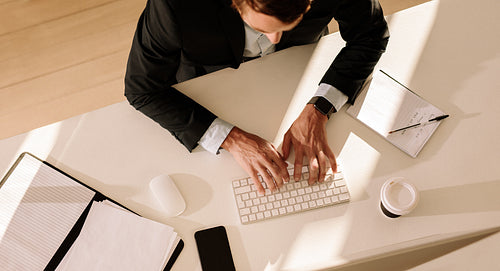 Businessman working on computer