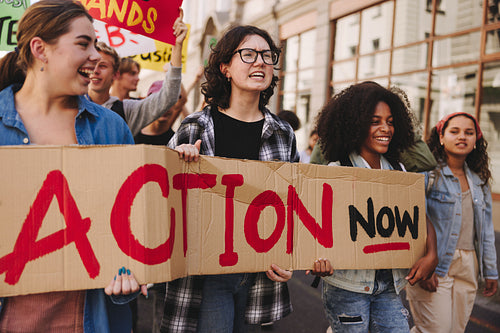 Young people campaigning for climate action in the city
