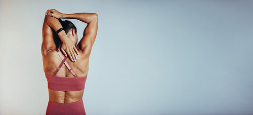 Fitness woman doing warm up exercise