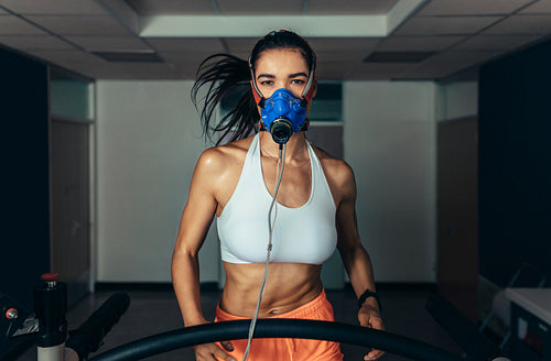 Sportswoman monitoring her fitness performance