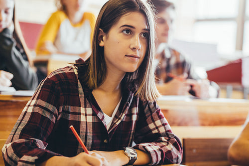 Teenage girl during a lecture in classroom